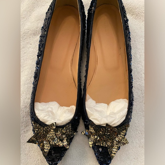 J.Crew Sequin Stars Flats Navy Sz 10 NIB - Picture 2 of 4